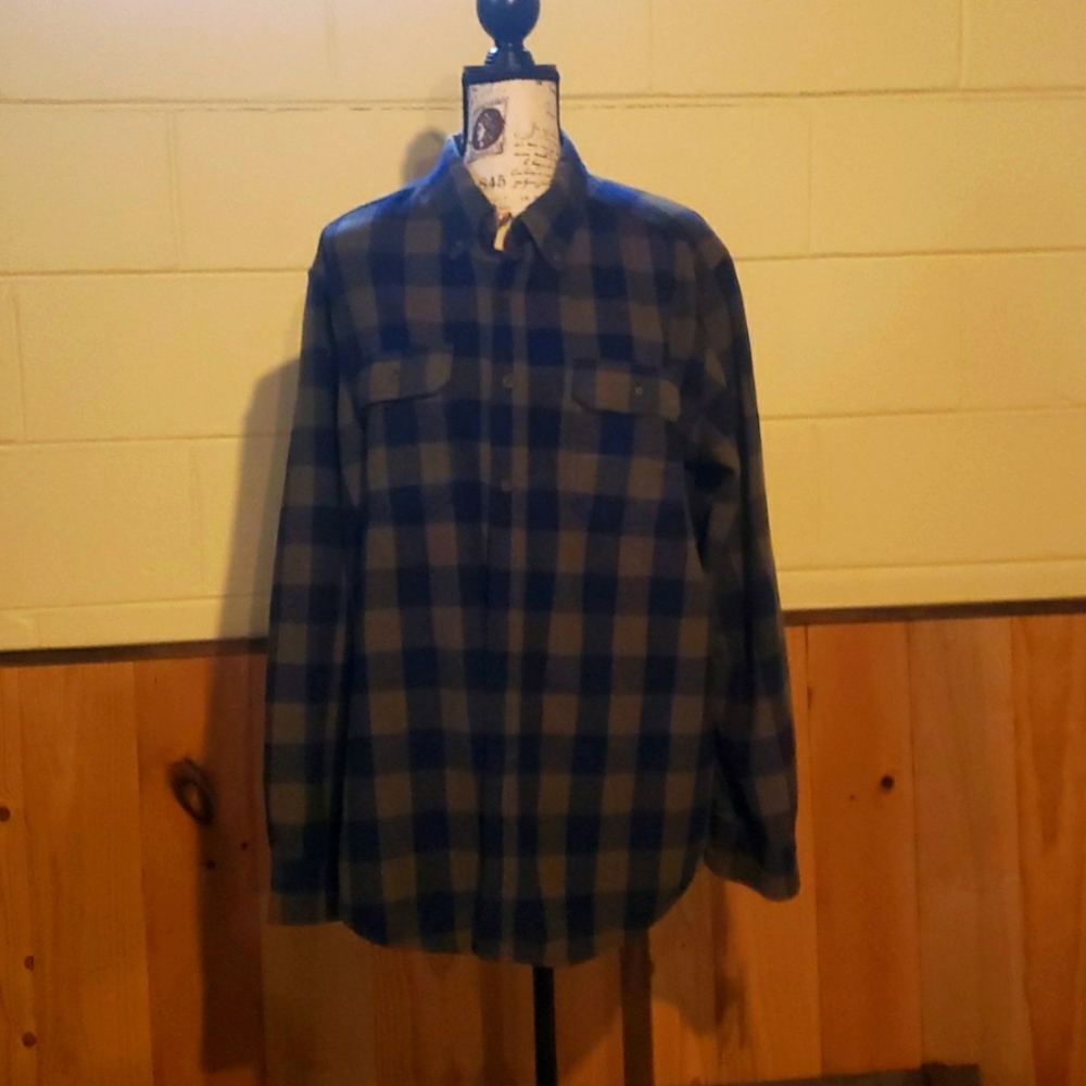 COPY - George Navy/hunter Green plaid flannel sz XL